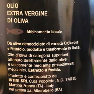 Huile Extra Vierge d'Olives sans noyau Intini 500 ml