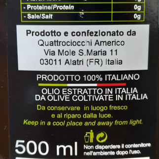 Extra Virgin Olive Oil "Olivastro" 100% Itrana Quattrociocchi