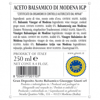 Vinaigre Balsamique de Modena IGP 1 Médaille d'argent 250 ml