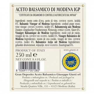 Vinaigre Balsamique de Modena IGP 5 Médailles Or "Banda Rossa" 250 ml