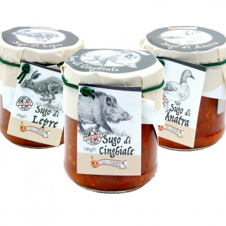 Les Trois Sauces ragoût Lombardi: Lièvre Sanglier et Canard 180 gr x 3