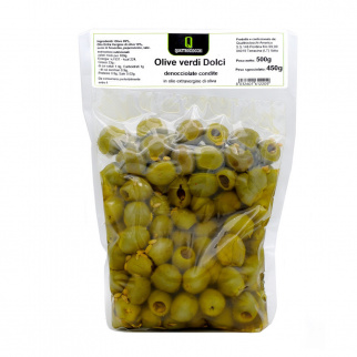 Olives Vertes Dénoyautées Assaisonnées à l'Huile d'Olive Extra Vierge 500 gr