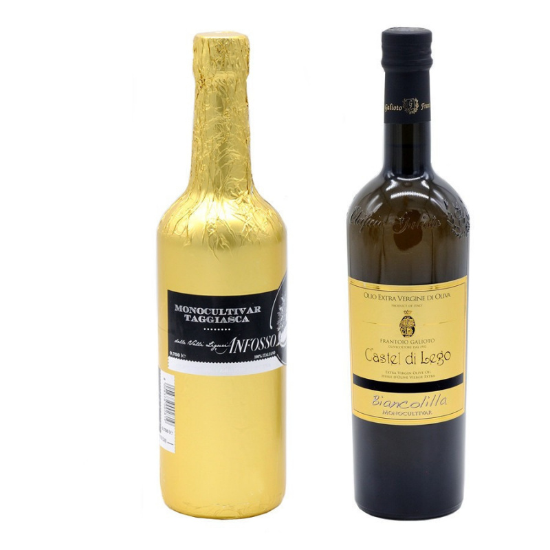 Sélection de 2 Huiles d'Olive Extra Vierges Fruité Délicat - Biancolilla et Taggiasca