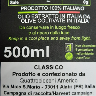 Huile Extra Vierge d'Olive Classico Quattrociocchi